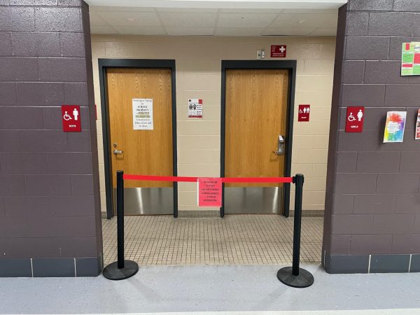Closed bathrooms in the 2100 hallway. 