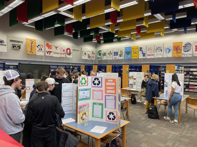 Student projects on display at the 2024 IB Exhibition. 