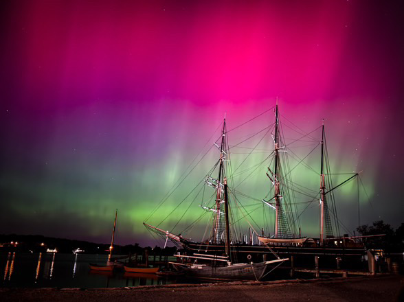 Northern Lights as seen above the Mystic Seaport Museum on Oct. 10. (Photo Credit:  Marcail R, an interpreter at the Seaport)