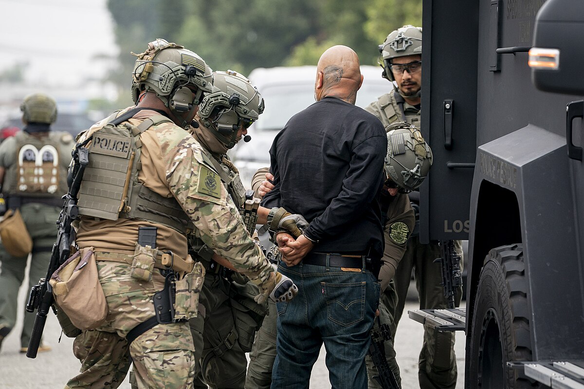  U.S. Immigration and Customs Enforcement (ICE) Enforcement and Removal Operations (ERO) in Los Angeles, California, June 12, 2025. (DHS photo by Tia Dufour, public domain)